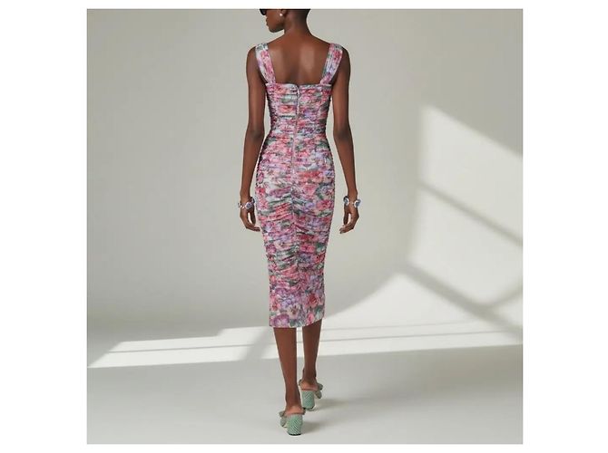 Dolce & Gabbana Blumen-Mieder-Kleid aus Tüll Pink Mehrfarben Grün - Ansicht 4