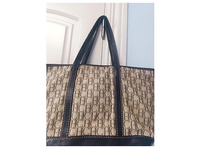 Carolina Herrera Borsa Tote CH Monogram Marrone Beige - vista 2