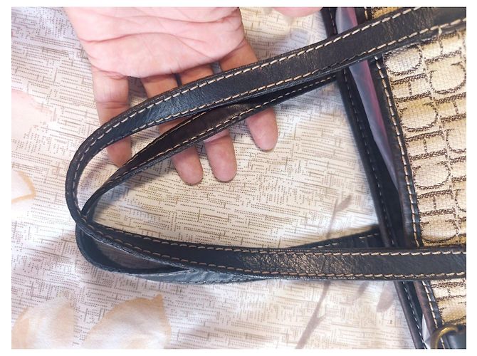 Carolina Herrera Borsa Tote CH Monogram Marrone Beige - vista 8