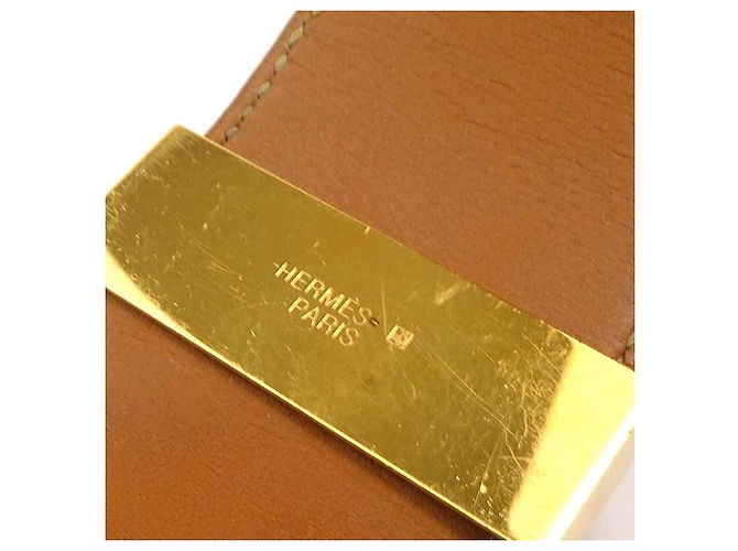 Hermès Bracciale Charm Hermes in Oro e Pelle Rossa Rosso D'oro - vista 10