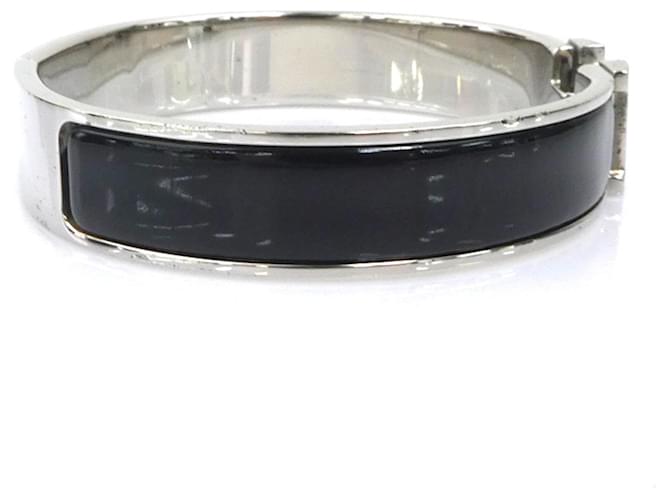 Hermès Bracciale Rigido Hermes Clic Clack Nero Argento - vista 2