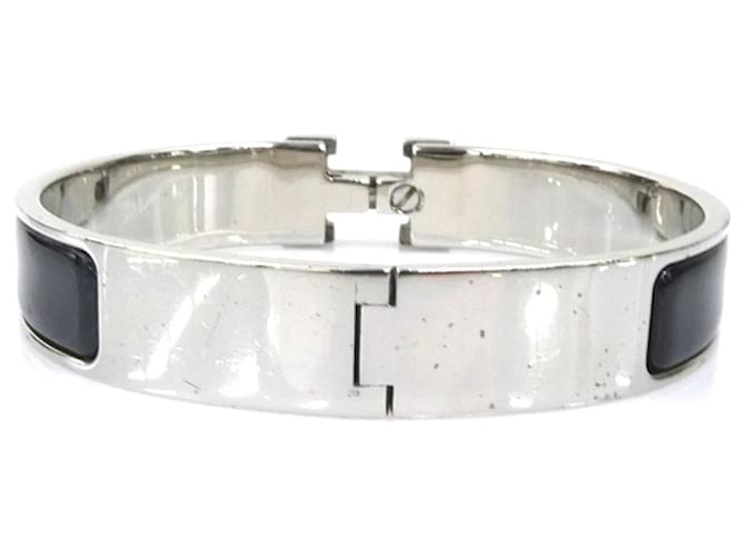 Hermès Bracciale Rigido Hermes Clic Clack Nero Argento - vista 3