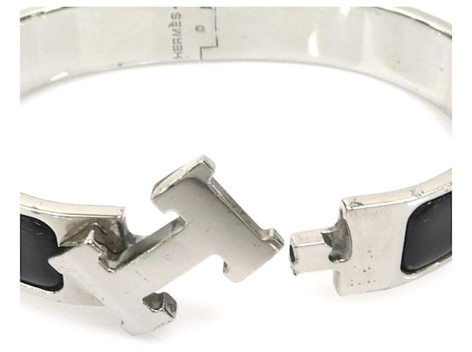 Hermès Bracciale Rigido Hermes Clic Clack Nero Argento - vista 9