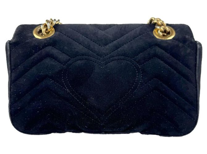 Borsa a tracolla Gucci GG Marmont in velluto Nero - vista 3