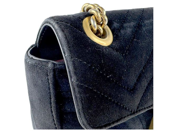 Borsa a tracolla Gucci GG Marmont in velluto Nero - vista 6