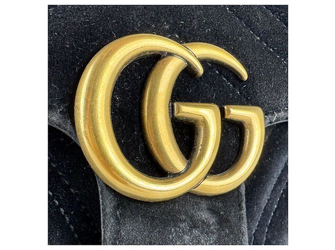 Borsa a tracolla Gucci GG Marmont in velluto Nero - vista 9