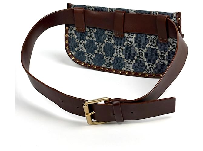 Céline Borsa a tracolla Celine Paris Macadam Marrone Blu - vista 2