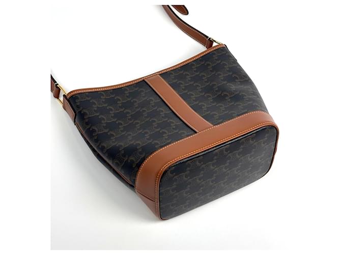 Céline Borsa a tracolla Small Bucket Celine Marrone - vista 2