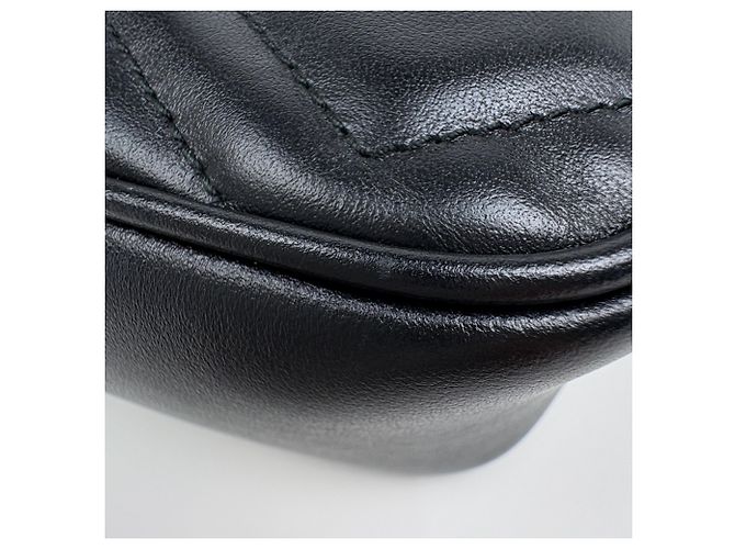 Borsa a tracolla in pelle Gucci GG Marmont Double G Nero - vista 3
