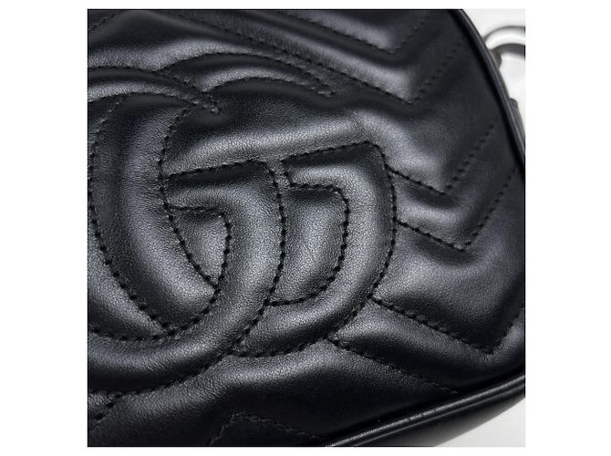 Borsa a tracolla in pelle Gucci GG Marmont Double G Nero - vista 4