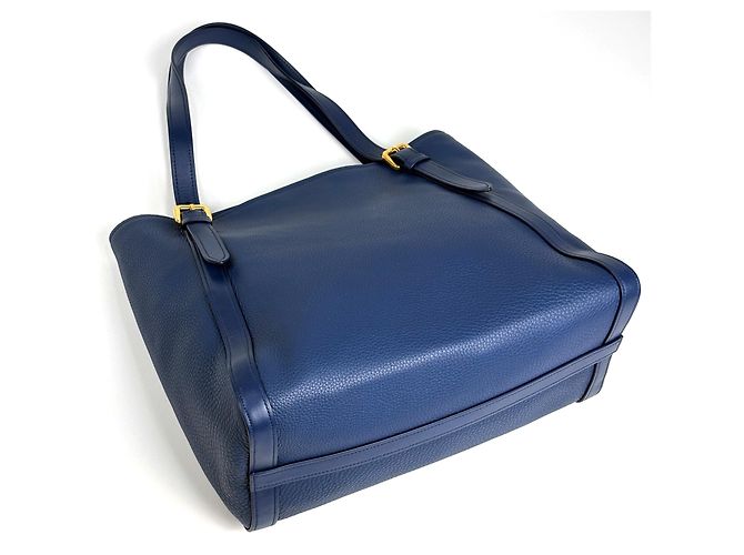 Tote Prada Shopper aus blauem Leder - Ansicht 2