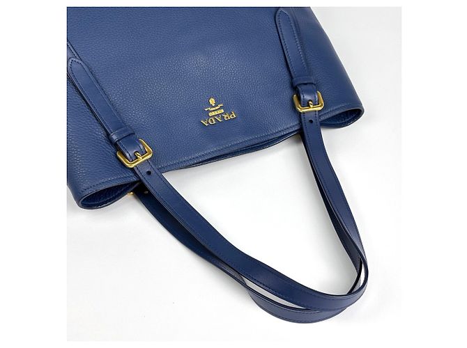 Tote Prada Shopper aus blauem Leder - Ansicht 5