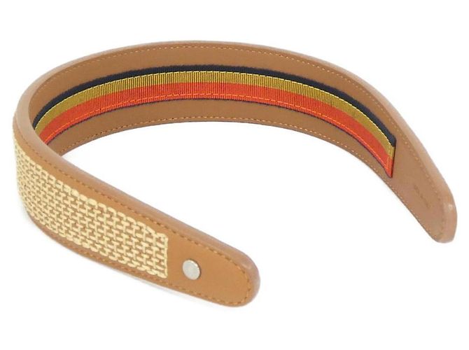 Hermès Fascia per capelli Hermes Elizabeth Gold in pelle Swift D'oro - vista 2