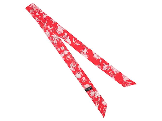 Foulard in seta Chanel in rosso e bianco - vista 3