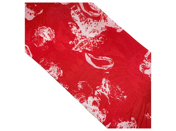 Foulard in seta Chanel in rosso e bianco - vista 5