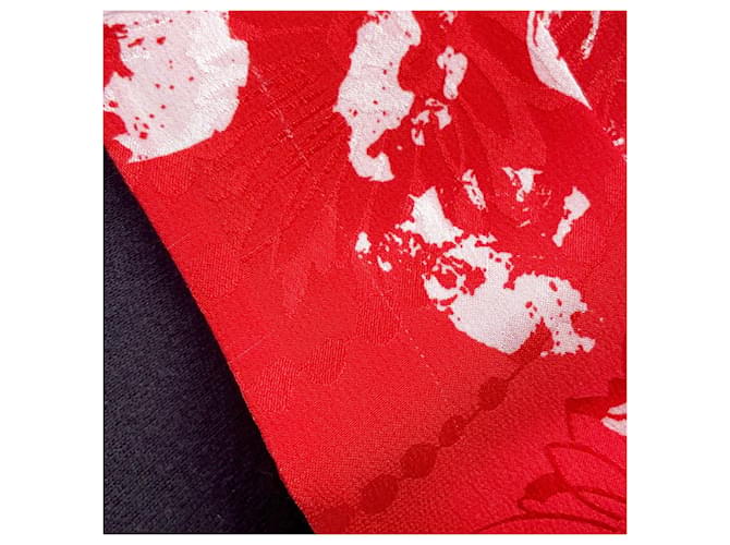 Foulard in seta Chanel in rosso e bianco - vista 6