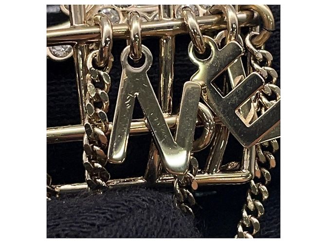 Spilla a gabbia per uccelli Chanel in strass dorati D'oro - vista 7