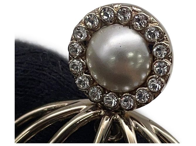 Spilla a gabbia per uccelli Chanel in strass dorati D'oro - vista 9