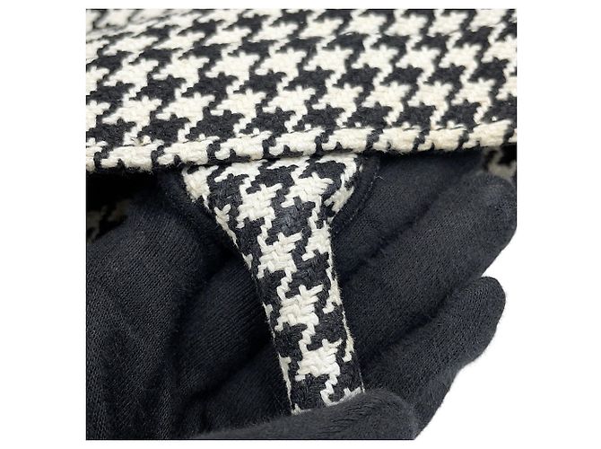 Borsa Tote Christian Dior a pied-de-poule bianca e nera Nero Bianco - vista 10