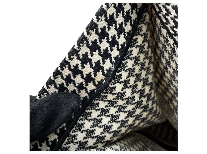 Borsa Tote Christian Dior a pied-de-poule bianca e nera Nero Bianco - vista 11