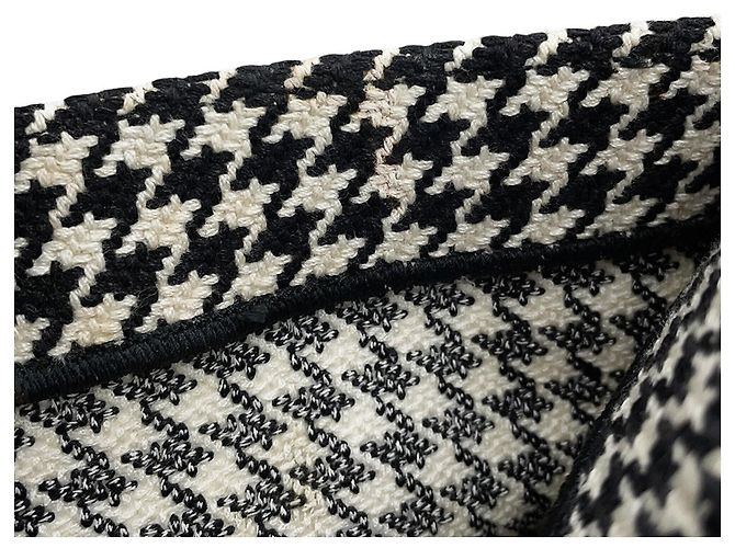 Borsa Tote Christian Dior a pied-de-poule bianca e nera Nero Bianco - vista 12