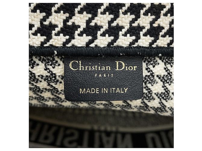 Borsa Tote Christian Dior a pied-de-poule bianca e nera Nero Bianco - vista 14