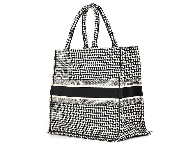 Borsa Tote Christian Dior a pied-de-poule bianca e nera Nero Bianco - vista 2