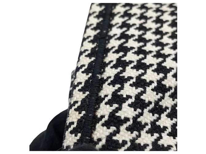 Borsa Tote Christian Dior a pied-de-poule bianca e nera Nero Bianco - vista 6
