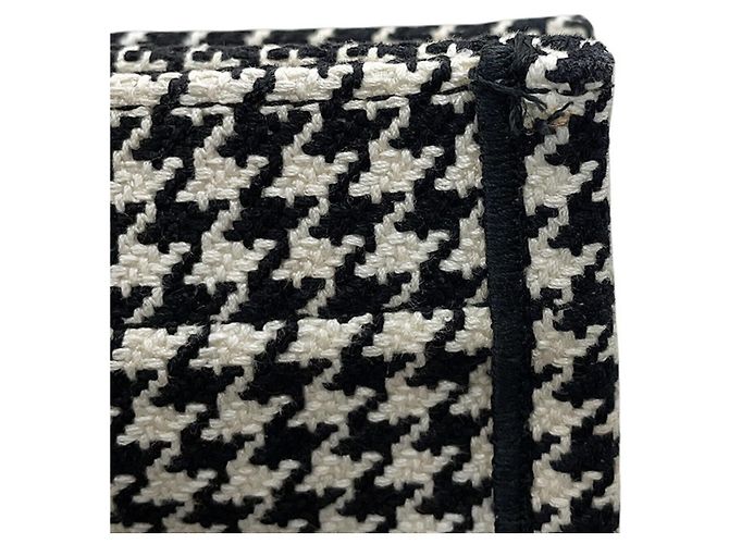 Borsa Tote Christian Dior a pied-de-poule bianca e nera Nero Bianco - vista 7