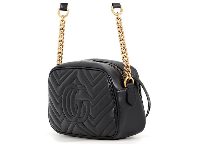 Borsa a tracolla con catena Gucci GG Marmont Matelassé Small Nero - vista 2