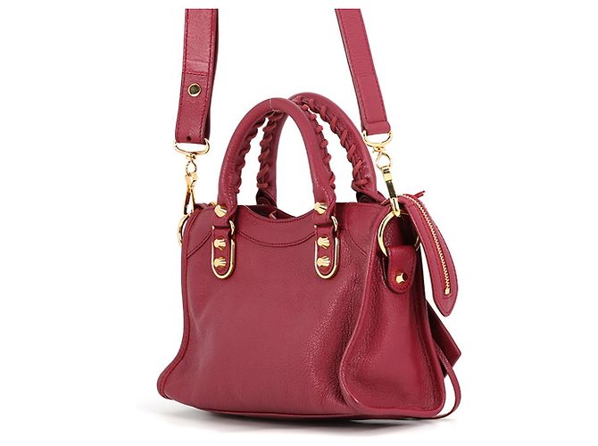 Borsa Balenciaga Classic Metallic Edge Mini City Bordò - vista 2