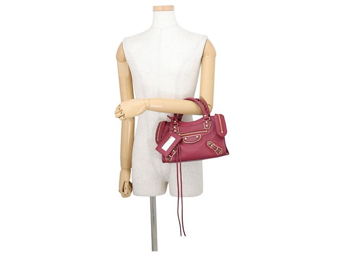 Borsa Balenciaga Classic Metallic Edge Mini City Bordò - vista 4