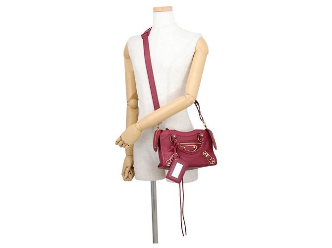 Borsa Balenciaga Classic Metallic Edge Mini City Bordò - vista 5