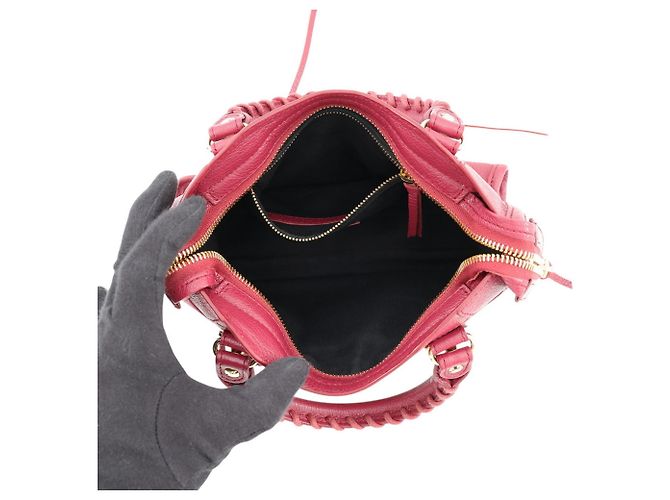 Borsa Balenciaga Classic Metallic Edge Mini City Bordò - vista 6