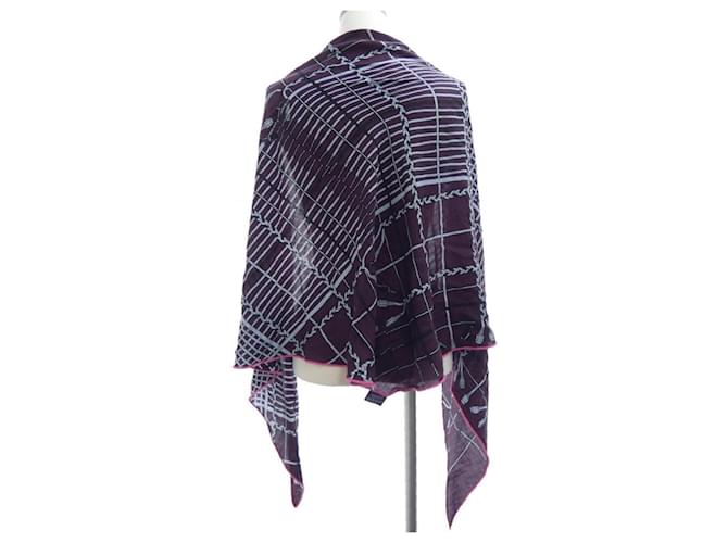 Sciarpa Losange Hermès in Seta e Cashmere Blu Viola Porpora - vista 2