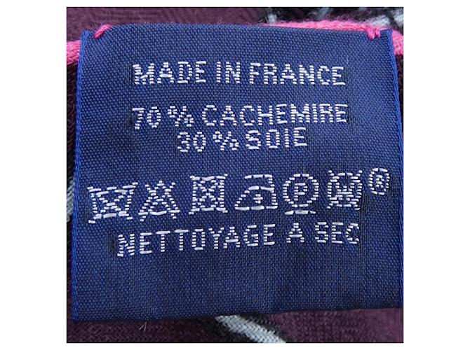 Sciarpa Losange Hermès in Seta e Cashmere Blu Viola Porpora - vista 3