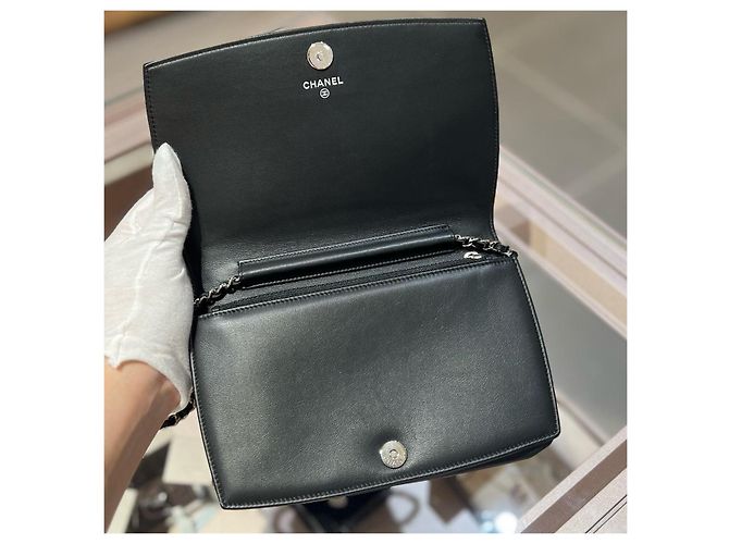 Bolso de cadena Chanel de piel charol negra Negro - vista 6