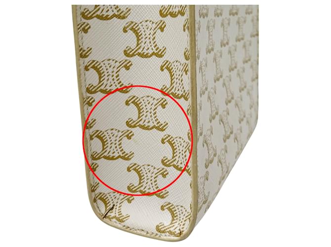 Céline Borsa Celine Triomphe Mini Vertical Cabas Marrone Bianco - vista 11