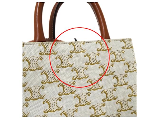 Céline Borsa Celine Triomphe Mini Vertical Cabas Marrone Bianco - vista 12