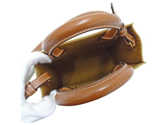 Céline Borsa Celine Triomphe Mini Vertical Cabas Marrone Bianco - vista 5