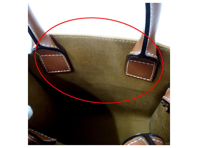 Céline Borsa Celine Triomphe Mini Vertical Cabas Marrone Bianco - vista 7