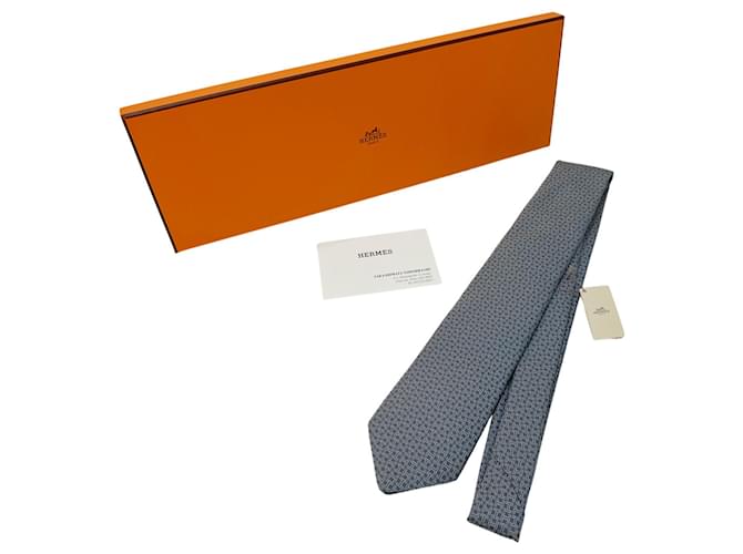 Hermès Cravatta in seta blu da uomo Hermes - vista 10