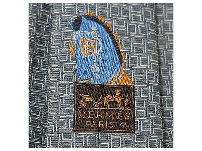 Hermès Cravatta in seta blu da uomo Hermes - vista 5