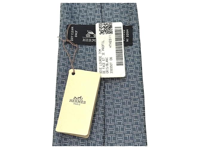 Hermès Cravatta in seta blu da uomo Hermes - vista 8
