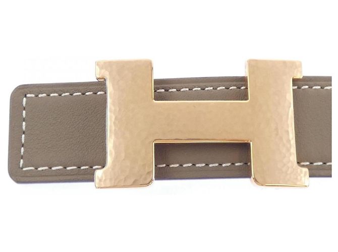 Hermès Hermes H Maretray 24mm Wendelgürtel Braun Weiß - Ansicht 2