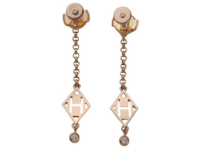 Hermès Orecchini a lobo Hermes Pink Gold D'oro - vista 3