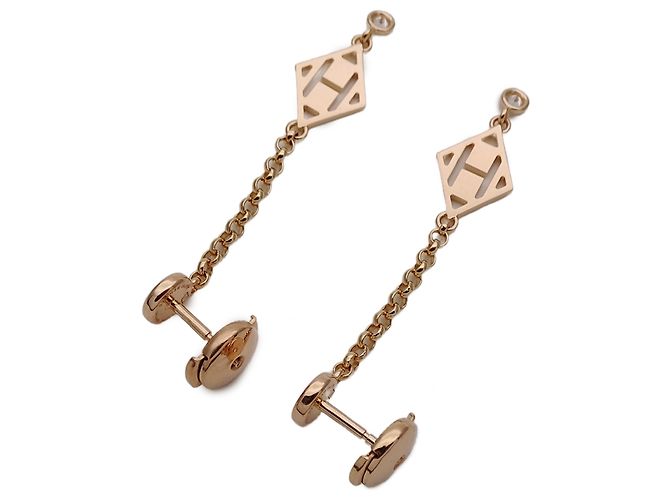 Hermès Orecchini a lobo Hermes Pink Gold D'oro - vista 4