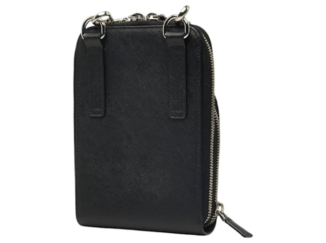 Saffiano Borsa a tracolla Prada con placca logo triangolare Nero - vista 2