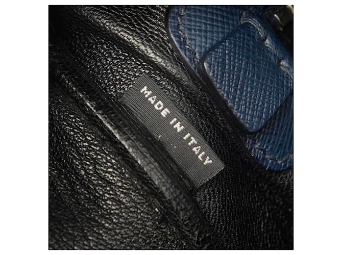 Saffiano Borsetta Prada con placca logo Triangle Blu navy - vista 11