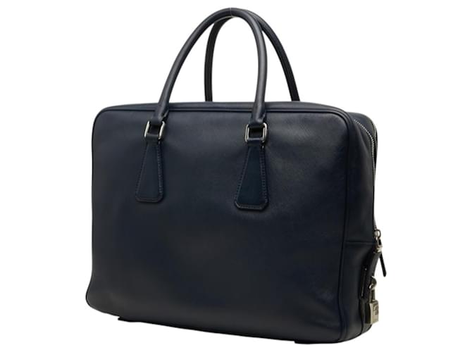 Saffiano Borsetta Prada con placca logo Triangle Blu navy - vista 2